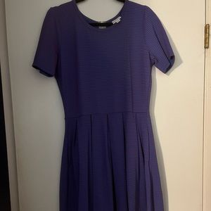 LuLaRoe Amelia, size large, blue with tiny red stripes